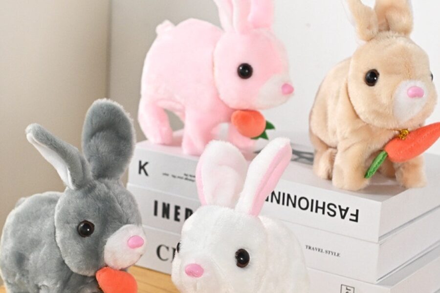 Brinquedo Bichinho Coelho Pelúcia Coelhinho Elétrico Infantil Para Caminhar e Pular