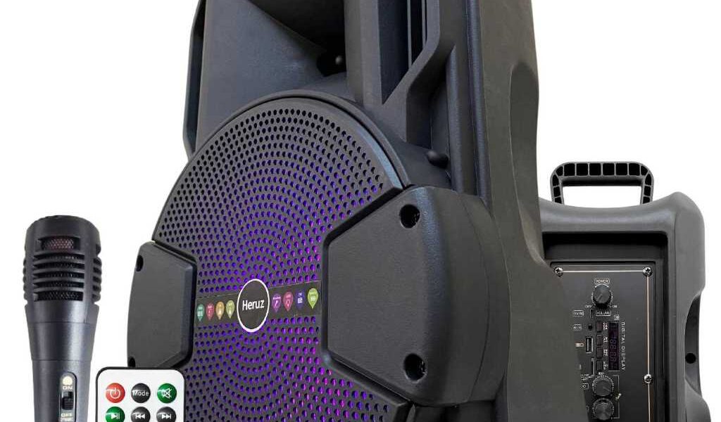 Caixa de Som Potente 2000 pmpo + Microfone Karaoke P10 Instrumento