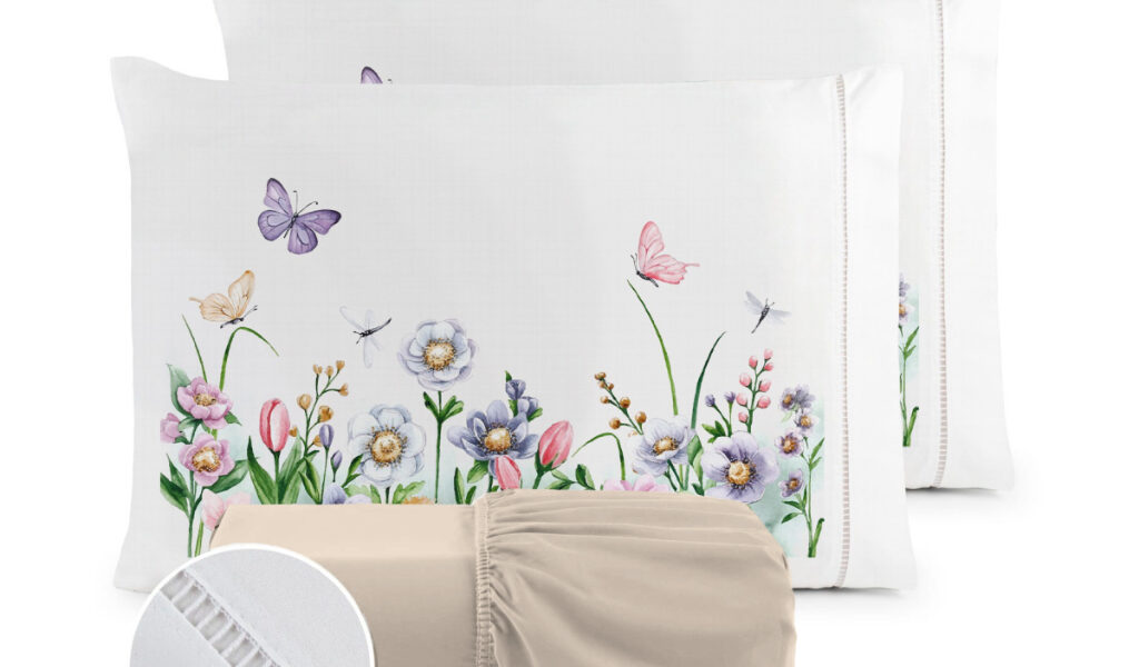 Kit Jogo de Lençol Fronha Estampada Micropercal 400 Fios Ponto Palito - ÚLTIMO LANÇAMENTO