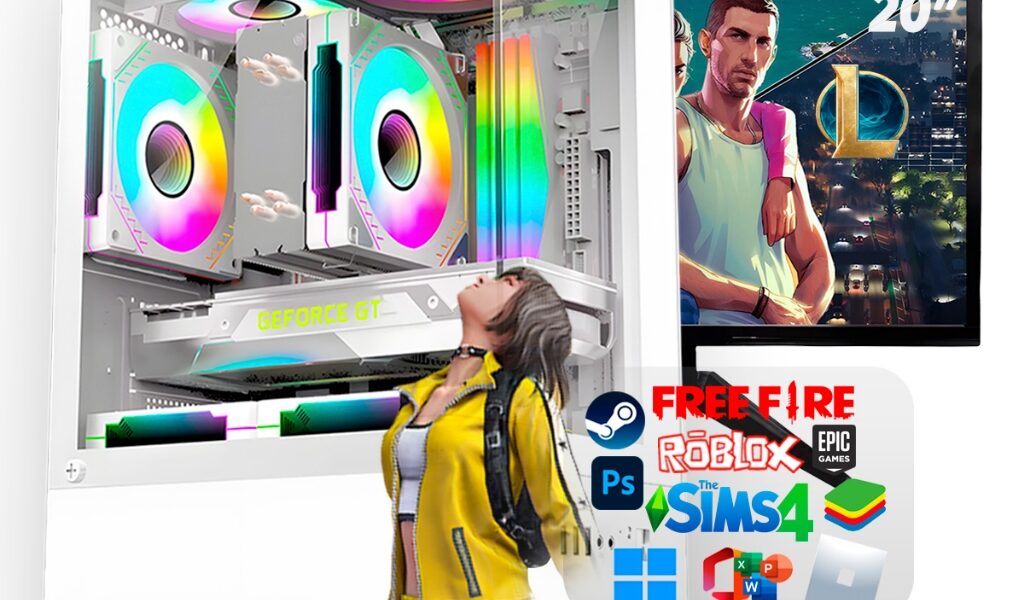 Computador PC Gamer Branco Intel Core i5 3.4Ghz Placa GeForce 2GB / 10GB RAM / SSD 240GB / Monitor 19"