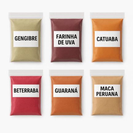 Kit Super Energético Pré Treino Natural Beterraba Uva Guaraná Gengibre