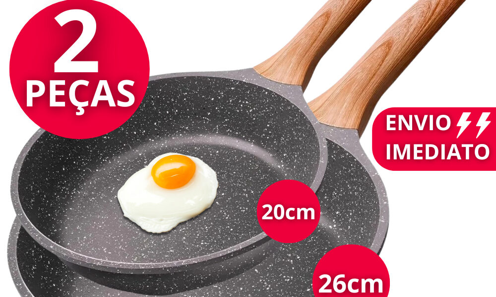 Frigideiras Antiaderentes Cerâmica Fundo Triplo Cabo SoftTouch Silicone Não Gruda S/Óleo