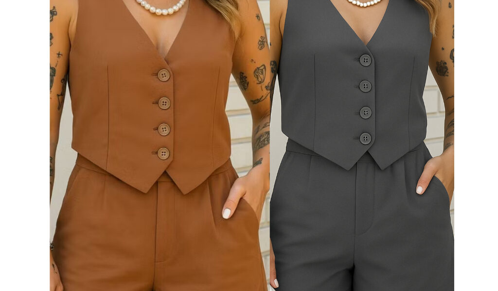 CONJUNTO FEMININO COLETE E SHORT DE ALFAIATARIA DE VERÃO 2026