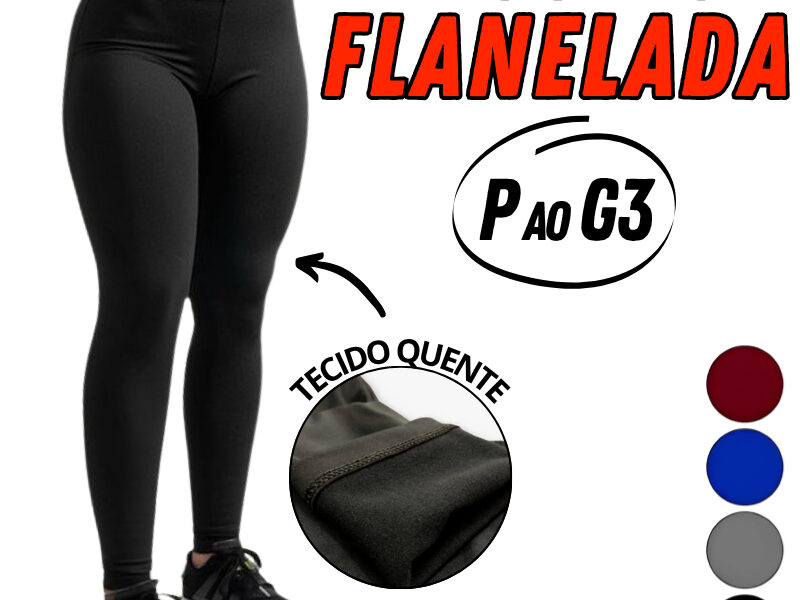 Calça Legging Feminina Flanelada Térmica Inverno Cintura Alta Academia P ao G3