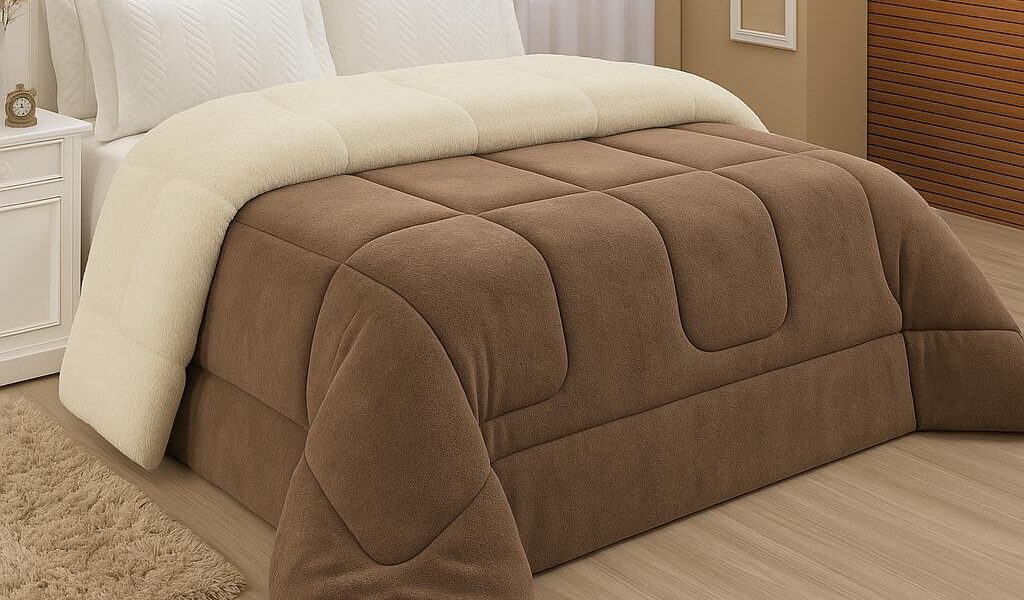 Coberdrom Casal Queen Dupla Face Sherpa Pele de Carneiro Peludo