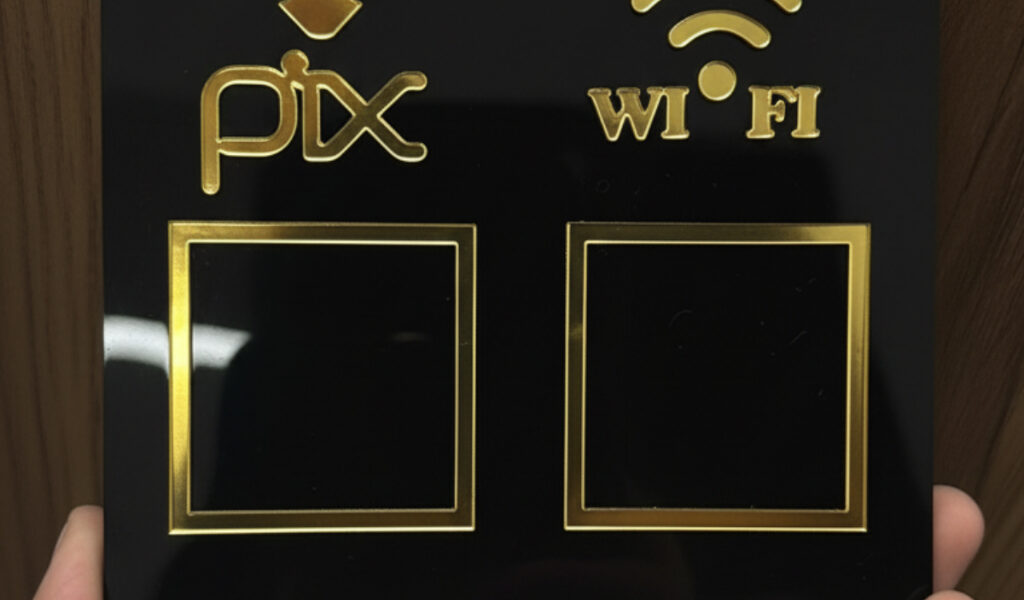 Placa Display Pix Mesa Balcão Wi-Fi QR Code