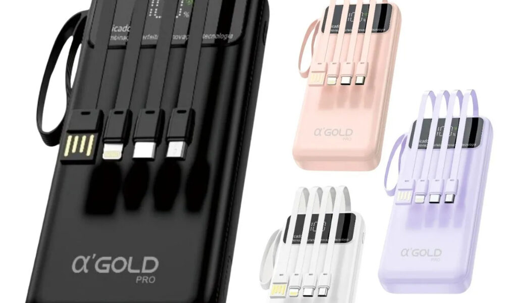 Carregador Power Bank Com 4 Cabo 10000mah Agold BTE-18