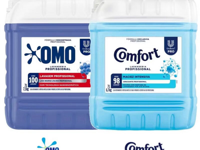 Lava Roupas Líquido Omo Lavanderia Profissional 7L + Amaciante Diluído Comfort 7L