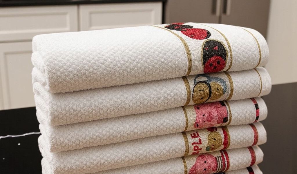 Kit 6 Pano De Prato Jacquard Atoalhado Decorados 45x65cm 100% Algodão Cozinha