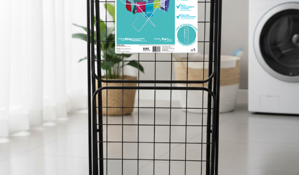 Varal de Chão GRANDE Com Abas em Aço Reforçado Branco Ou Preto