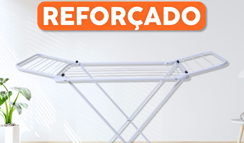 Varal Dobrável de Chão com Abas | Extra Leve, Reforçado e Não Enferruja | Pintura Eletrostática Ideal para Apartamento