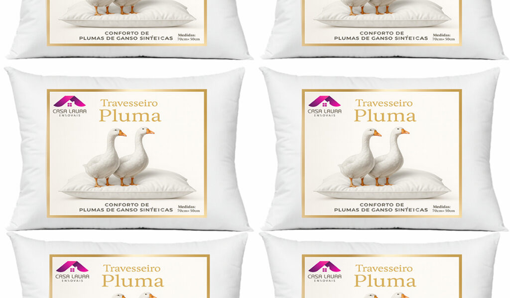 Kit 6 Travesseiro Pluma de Ganso Descanso Antiacaro 70x50cm Luxo Sintético