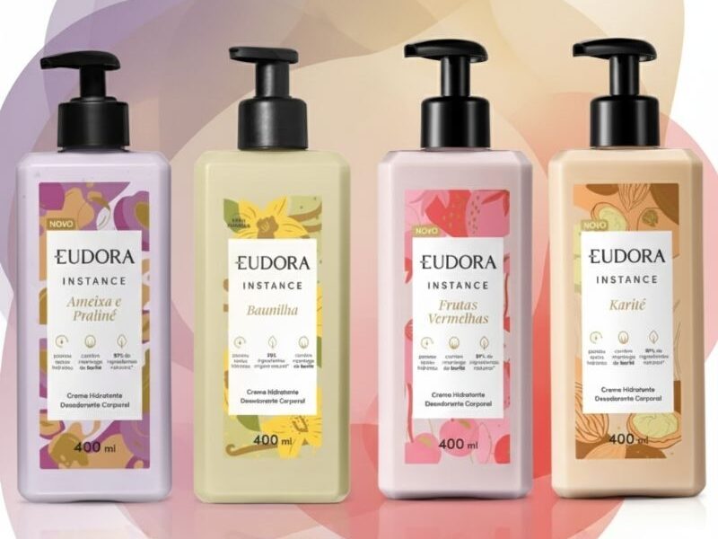 Eudora Instance Hidratante Corporal 400ml Algodão Ameixa Baunilha Frutas Vermelhas Karité Rosa Absoluta