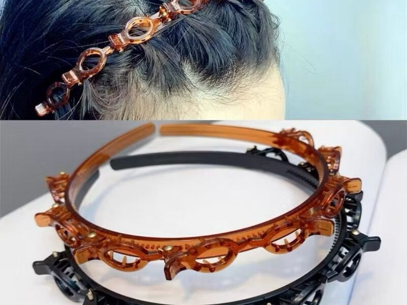 Kit 1 a 3unidades Tiara /Bandas de dupla camada presilha bandas de cabelo plástico trançado