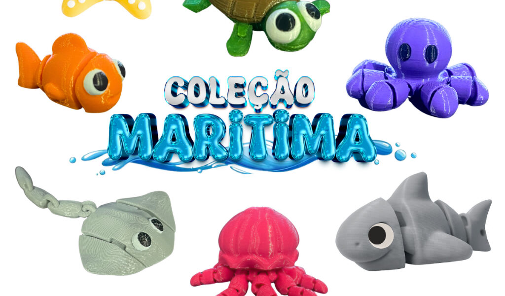 Kit Mini Animais Flexíveis Bixinhos Articulados Fidget Marinho Mar Oceano gles Verão Praia Wi