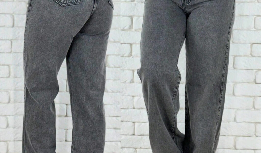 Calça Jeans Feminina Wide Leg Marmorizada Cintura Alta Empina Bumbum