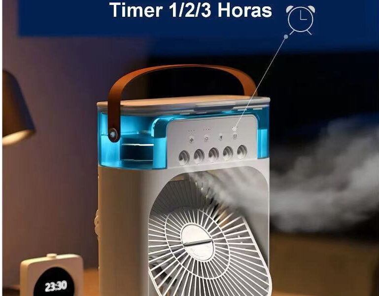 Mini Ar Condicionado Umidificador Ventilador Portátil USB Led Quarto Sala De Estar Escritório Mesa