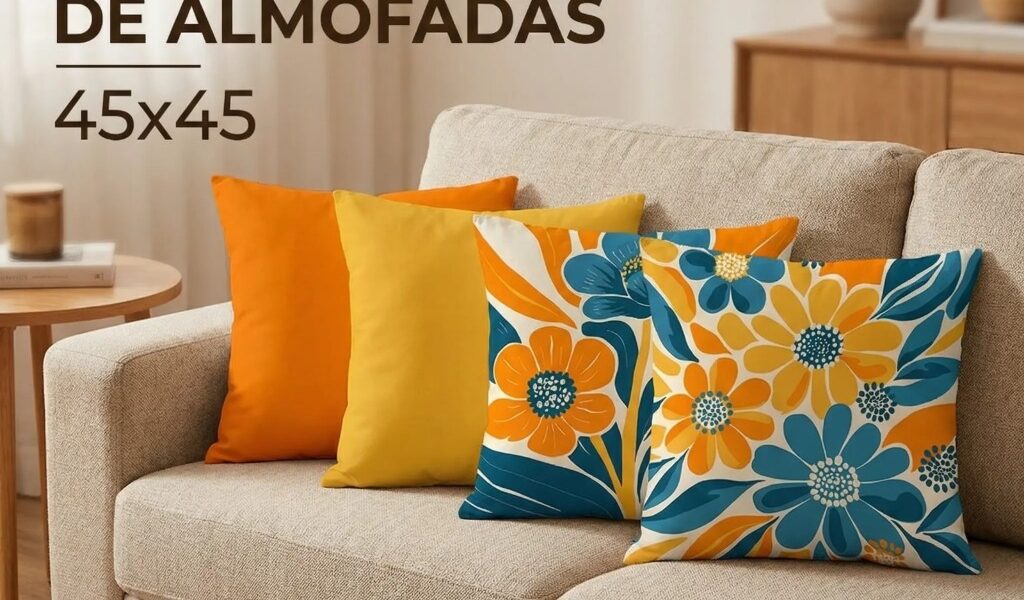 Kit com 4 Capas para Almofada Decorativas 45x45 Flores Marroquinas
