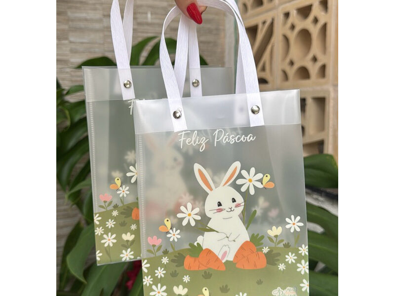 Kit 6 ou 12 Sacolas de Páscoa com Alça Sacola Coelhinho