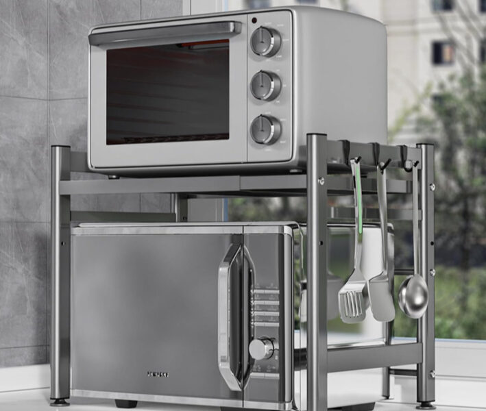 Rack de microondas/forno ajustável | Material de carbono durável de camada dupla