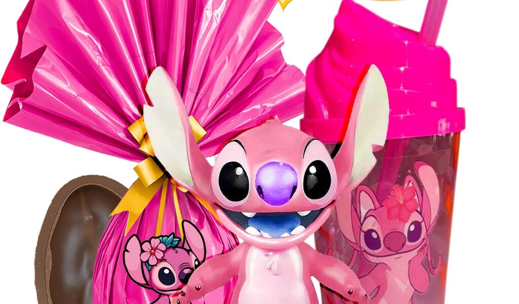 Kit Ovo de Pascoa + Stitch Boneca e Copo Rosa Brinquedos ao Leite Promoção Infantil Meninas Promoção