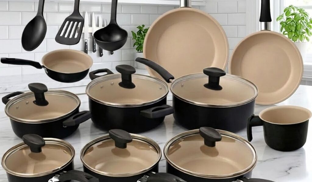 Jogo Panelas 13 Peças Antiaderente Conjunto Kit Frigideira Caçarola Fervedor Cozinha Completa