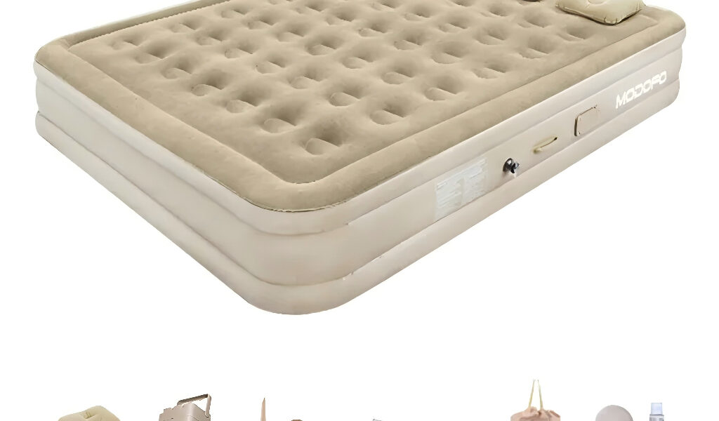 Colchão Inflável Queen Modofo Com Bateria De Lítio Integrada 204*184*44cm /203 * 154 * 44cm/194x105x44cm Cor Creme