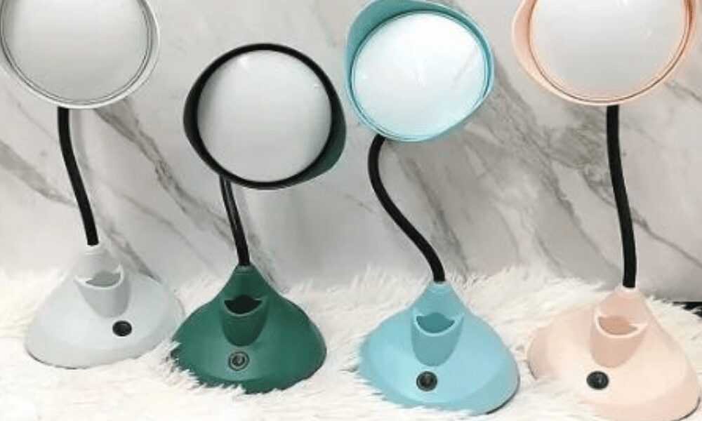 Luminária Mesa Led Haste Flexível c Porta Caneta USB