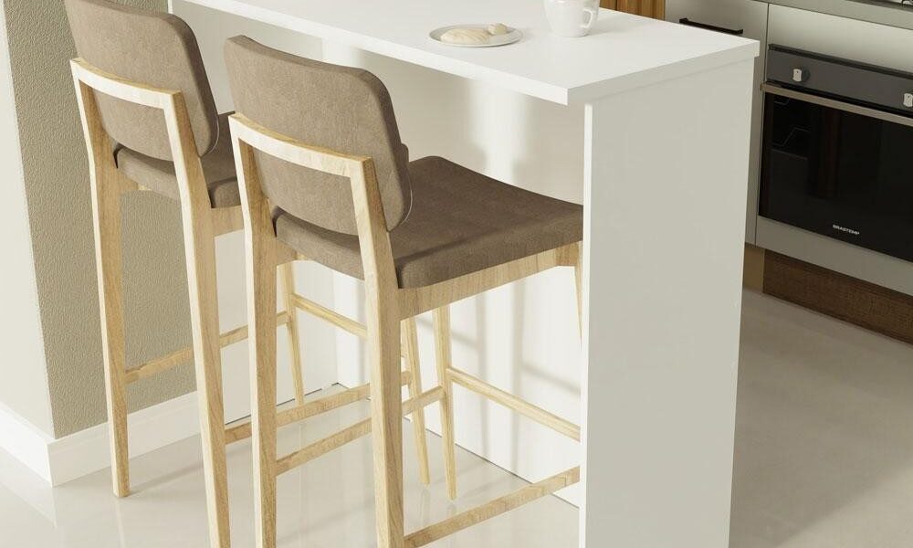 Bancada Ilha para Cozinha 120 cm Branco Madesa