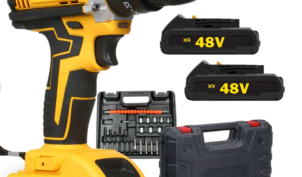 Parafusadeira Furadeira de Impacto Com 2 Bateria Recarregável Sem Fio 48v Com Maleta Completo