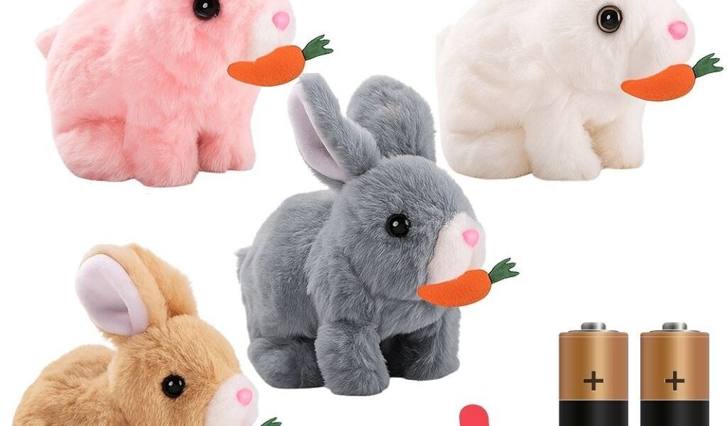 Coelho Interativo de Pelúcia Anda Emite Luz Coelho com Cenourinha Sons Com Pilhas Envio Rápido