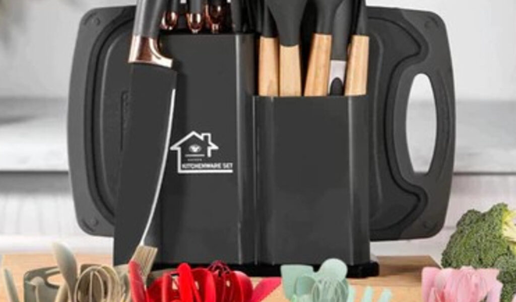 Kit Utensílios de Cozinha 12/19 Peças • Silicone com Cabo de Madeira • Completo e Resistente