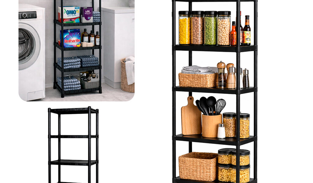 Prateleira Modular Lavanderia Desmontável Multiuso Estante Organizadora de Plástico Com Pezinhos 6 Andares