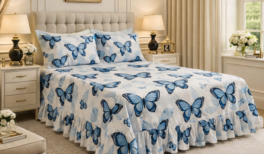 Kit Colcha Cobre Leito Helena Queen 3 Peças com Babado – Micropercal Toque de Algodão + 2 Porta Travesseiros | Oferta