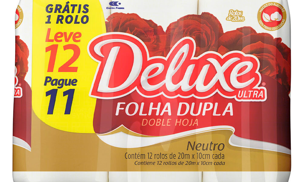 Papel Higiênico Deluxe Folha Dupla Neutro Ultra Leve 12 Pague 11 Unidades