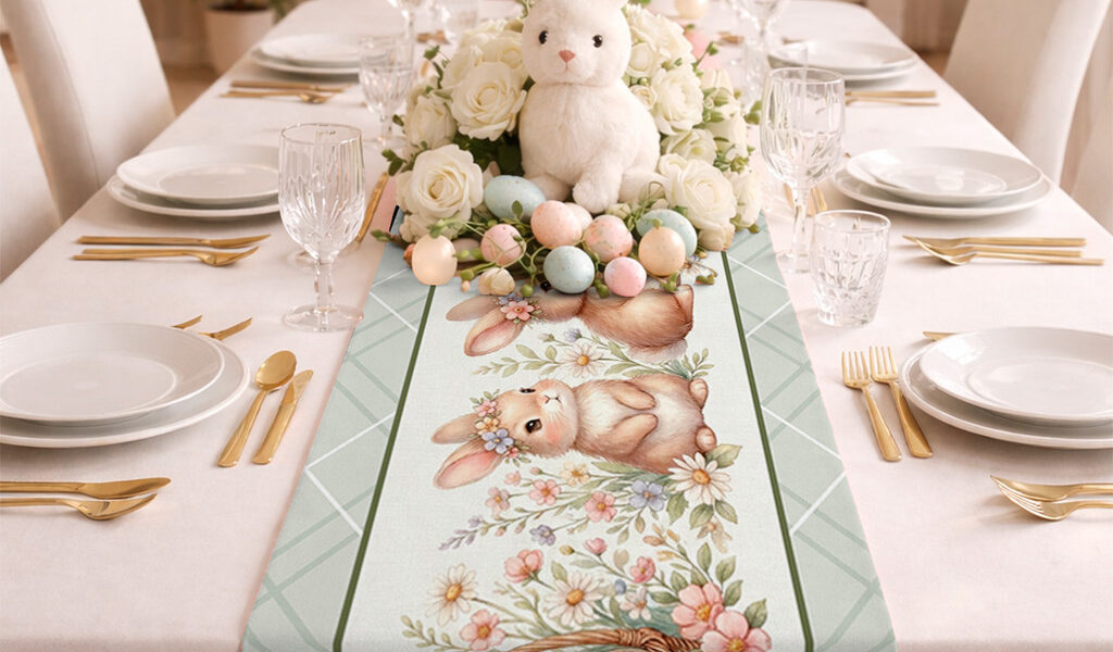 Trilho Caminho Mesa Páscoa Jogo de Mesa Tecido Sublimado