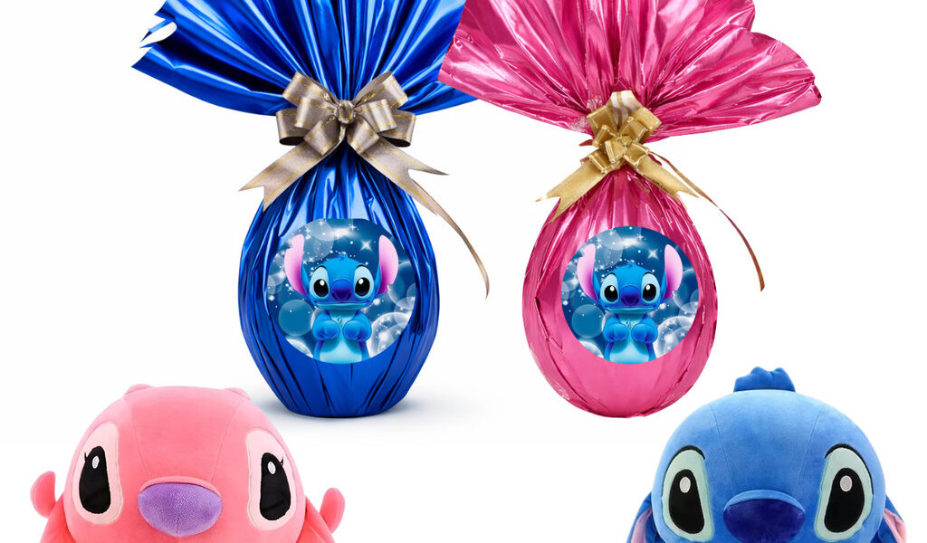 KIT Ovo de Páscoa Stitch Pelúcia Presente Infantil Emite Som 200g