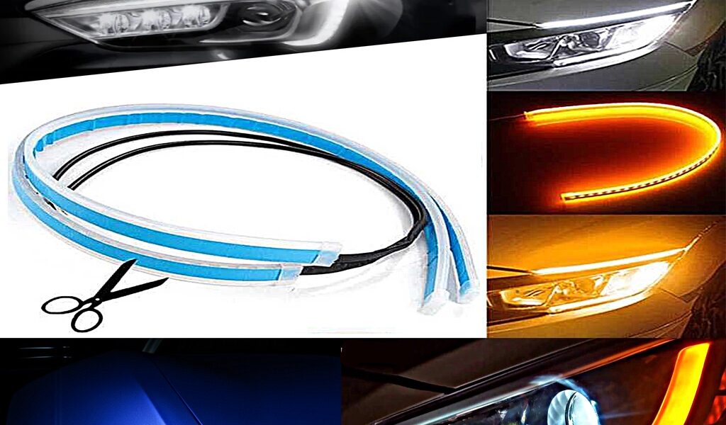 Par Fita DRL 60cm Led 12v farol Efeito Start Preenchimento + Seta Sequencial Barra Flexível