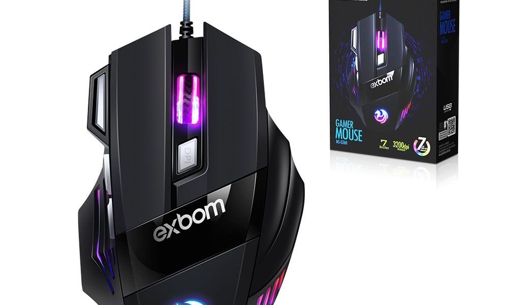 Mouse Gamer 3200 dpi Com Fio USB 7D Extreme 7 Cores MS-G260 EXBOM