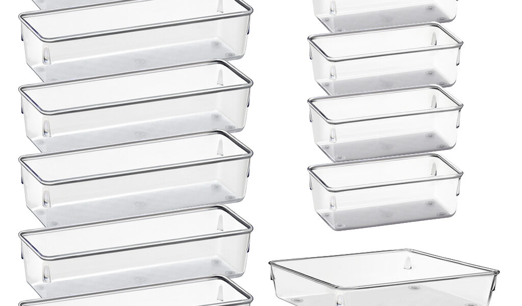 Kit 11 Organizadores Acrilico Multiuso Modular Gavetas Retangular GRANDE