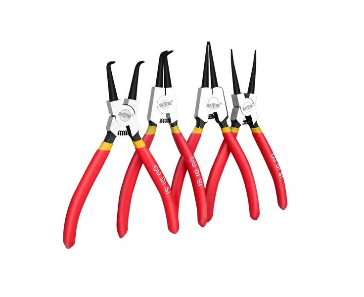 Jogo Kit Alicates Para Trava Anel 4 Peças Interno E Externo