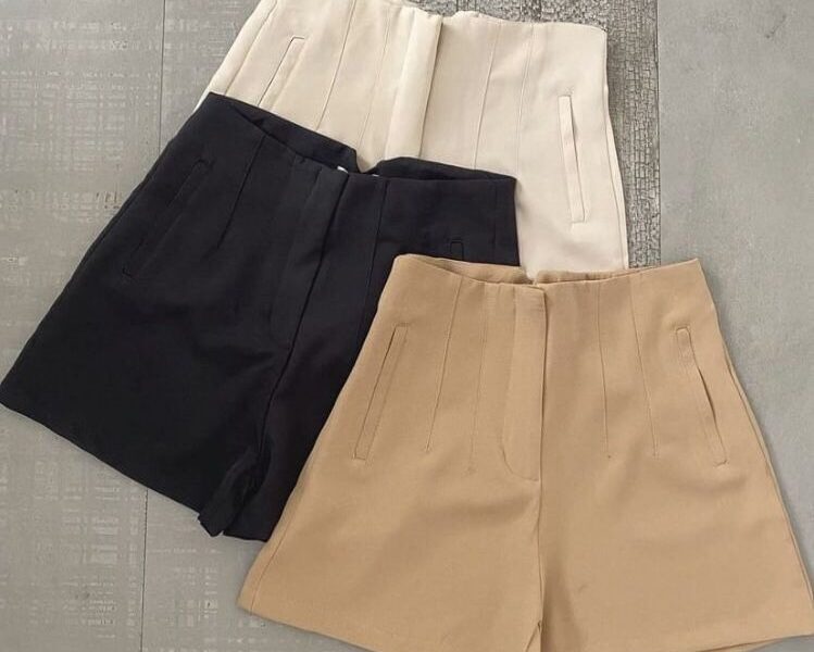 Short modelo Alfaiataria Zarah cintura Alta Feminino Elegante Versátil & Confortável