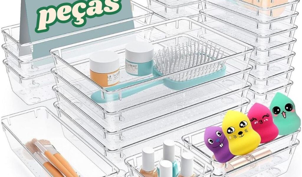 House Organizer Kit 15 ou 25 Pçs Organizador de Gaveta Acrilico Modular Multiuso Maquiagem Joias Acessório