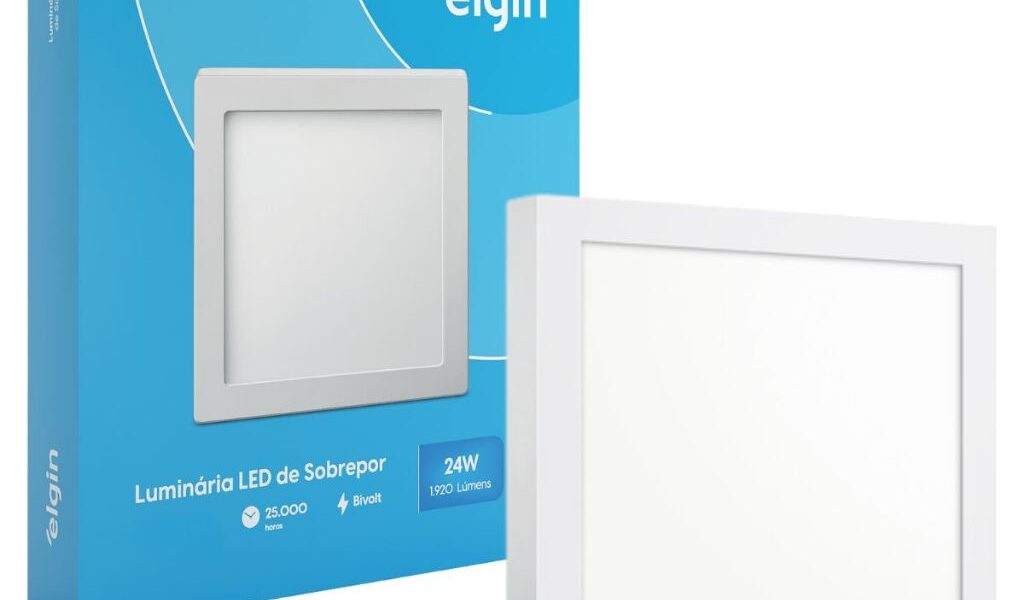 Luminária Painel Plafon Sobrepor Quadrado Led 24w Bivolt ELGIN