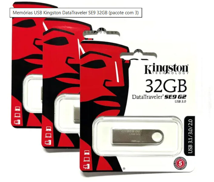 PENDRIVE 4GB/16GB/32GB/64GB/128GB KINGSTON DATA TRAVELER SE9 USB 3.1/3.0/2.0