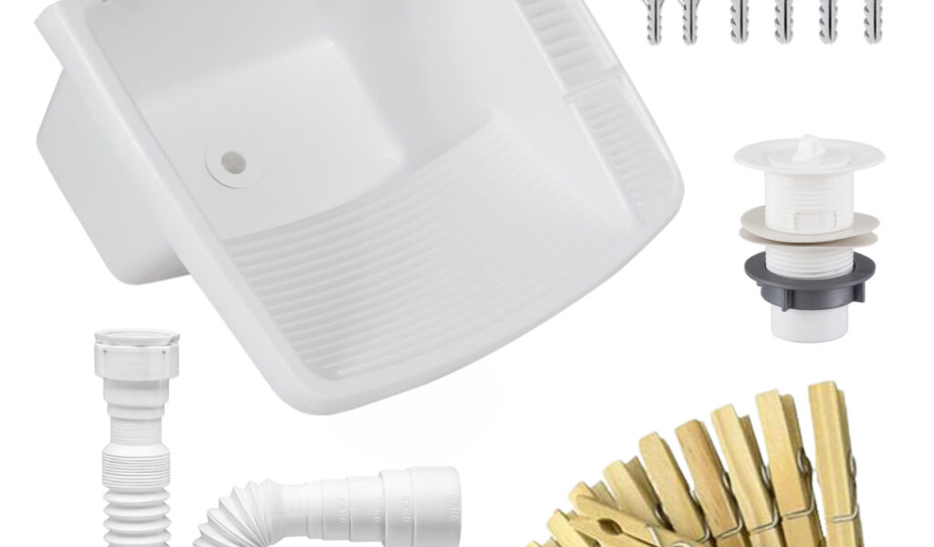 Tanque De Plastico 23l Lavar Roupa + Sifão + Grampo de Roupa