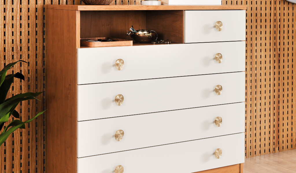 Cômoda Select 5 Gavetas com Nicho MDF MDP Multiuso para Quarto Adulto Moderna Organizadora