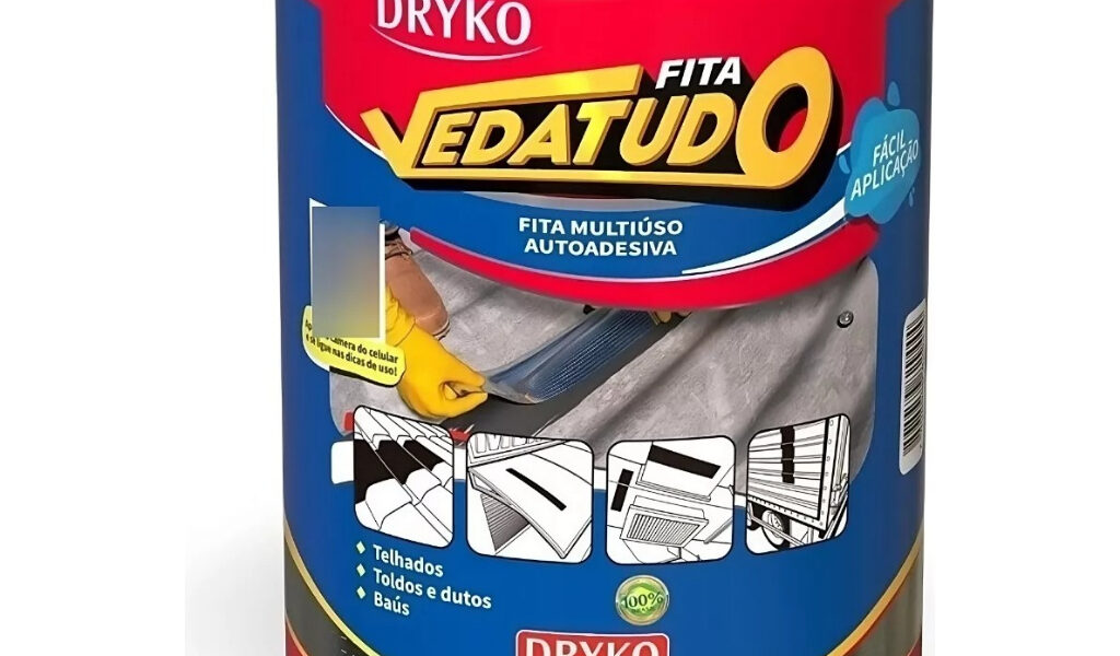 Fita Manta Asfáltica Aluminizada 20cm x 10m Vedatudo Dryko Impermeabilizante Telhado Calha Laje Vedação