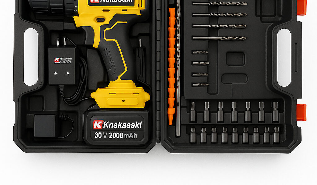Parafusadeira Furadeira Nakasaki 30V com Maleta e 2 Baterias Lithium + Brocas e Soquetes