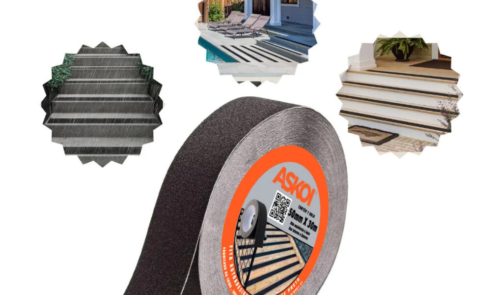 Fita Antiderrapante Adesiva Lixa 30 Metros X 50mm Preta Area Interna Piso Escada Rampas Degraus